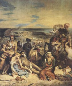 Scenes of the Massacres of Scio;Greek Families Awaiting Death or Slavery (mk05)